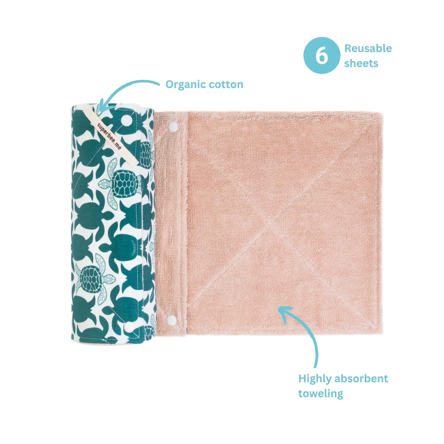 Eco Kitchen Roll – Reusable Paper Towels 6 pieces (10" x 10")