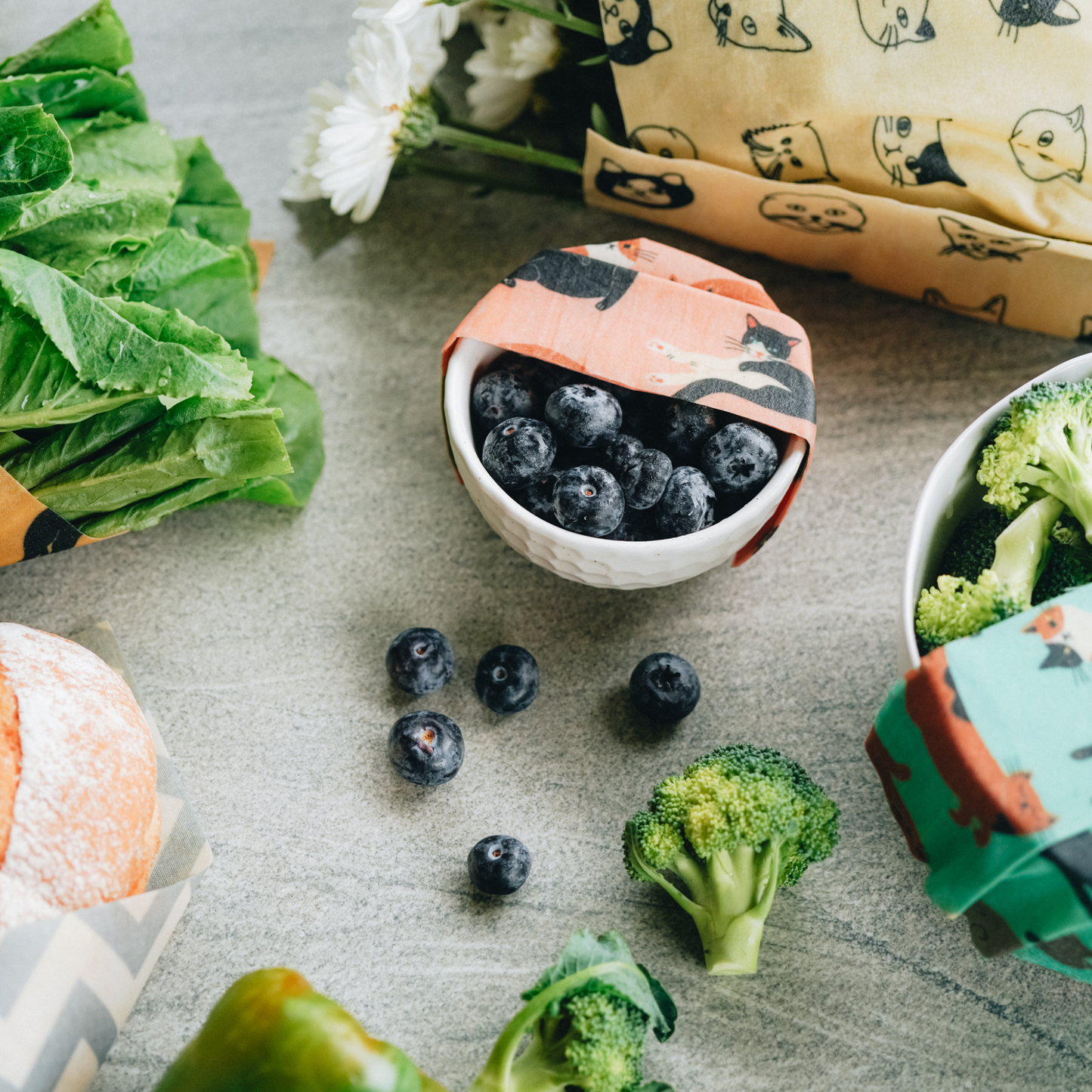 Beeswax Wraps Set of 5 sizes - Mixed Designs