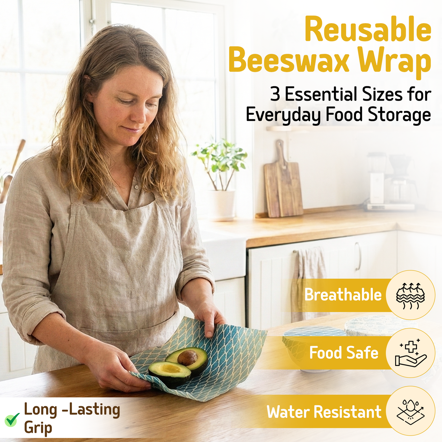 Beeswax Wraps “Beeginner” Set of 3 Sizes - Ocean Action