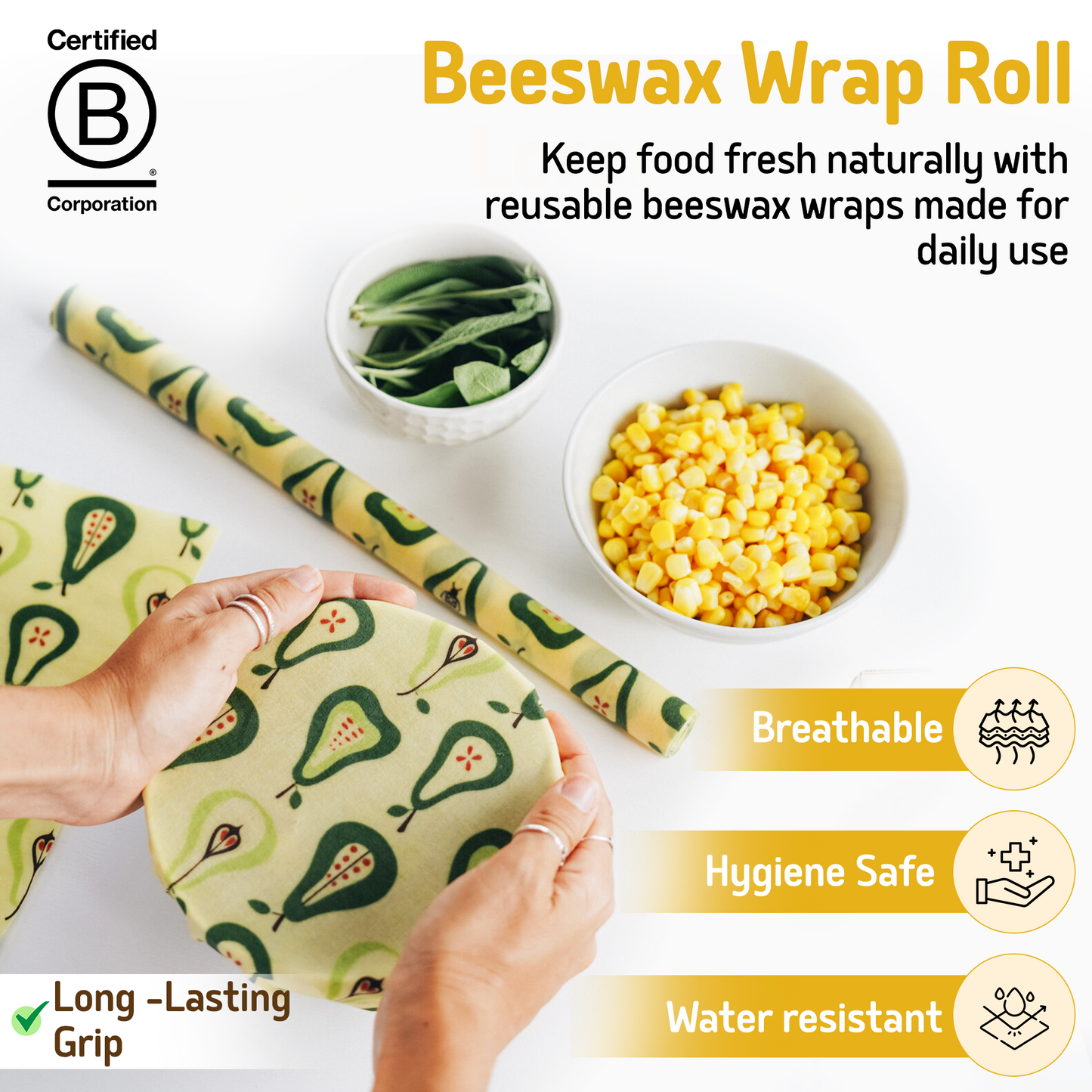 Beeswax Wrap Roll - Pears 35" x 13"