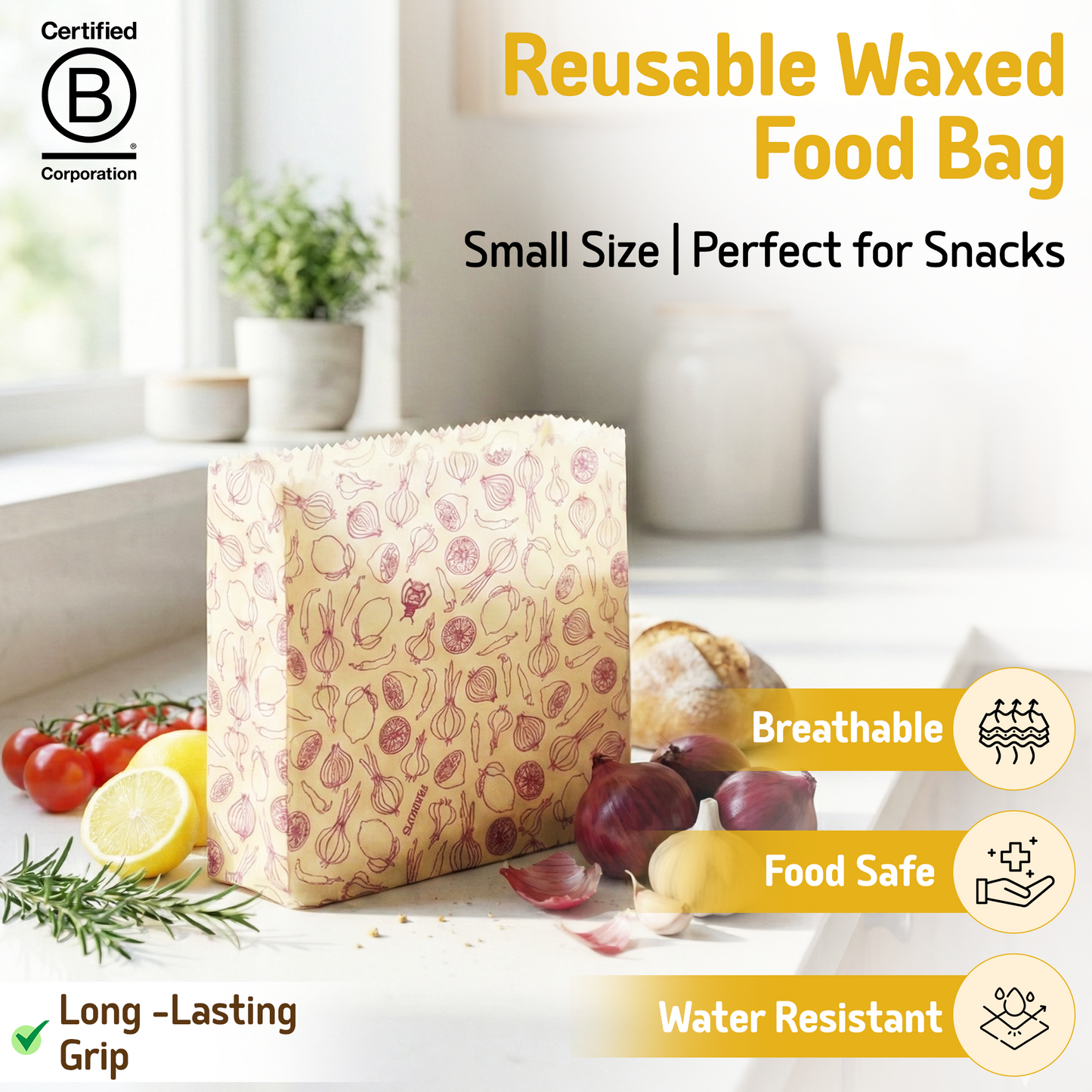 Small Beeswax Bread Bag  7" x 7" x 2"