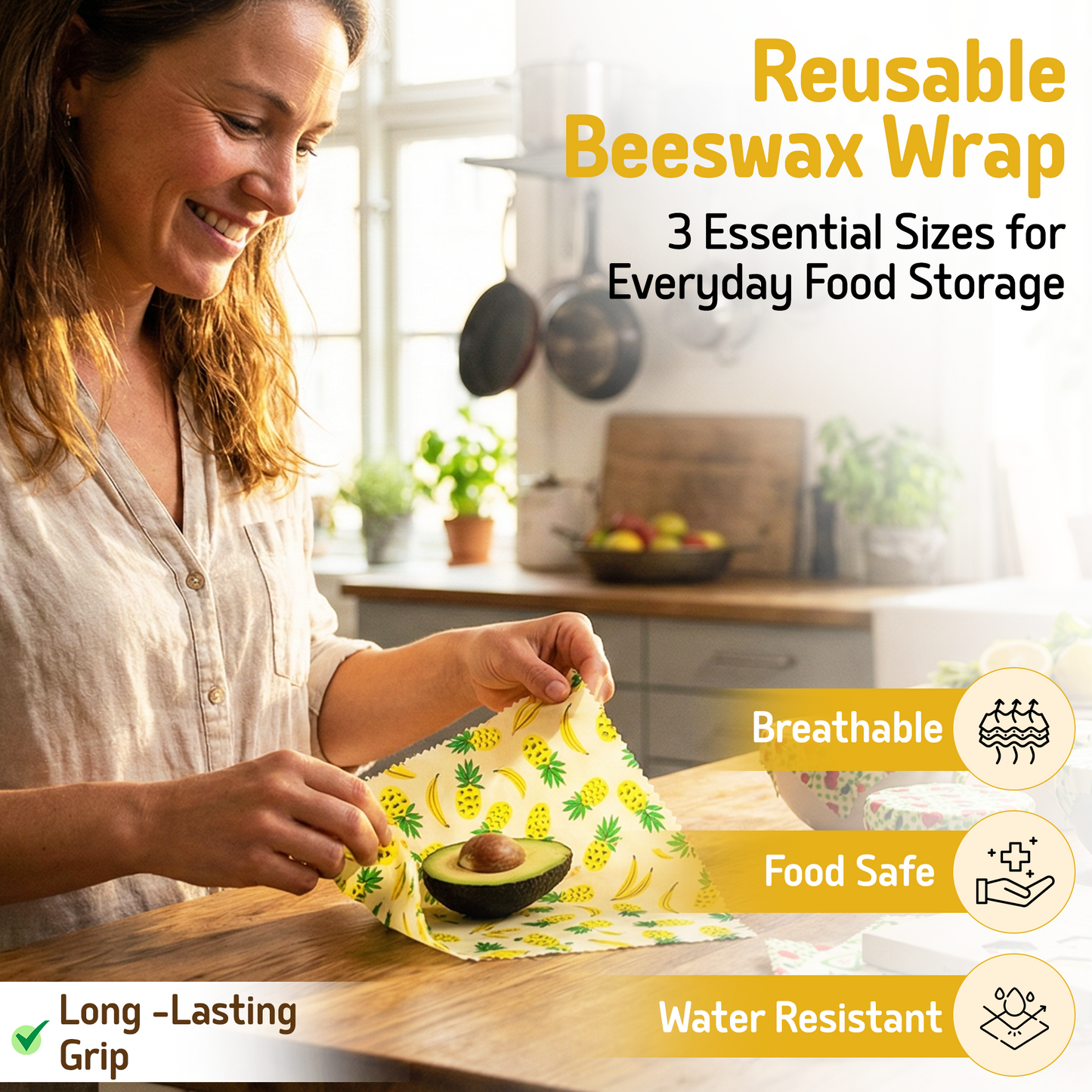 Beeswax Wraps “Beeginner” Set of 3 Sizes - Fruit Punch
