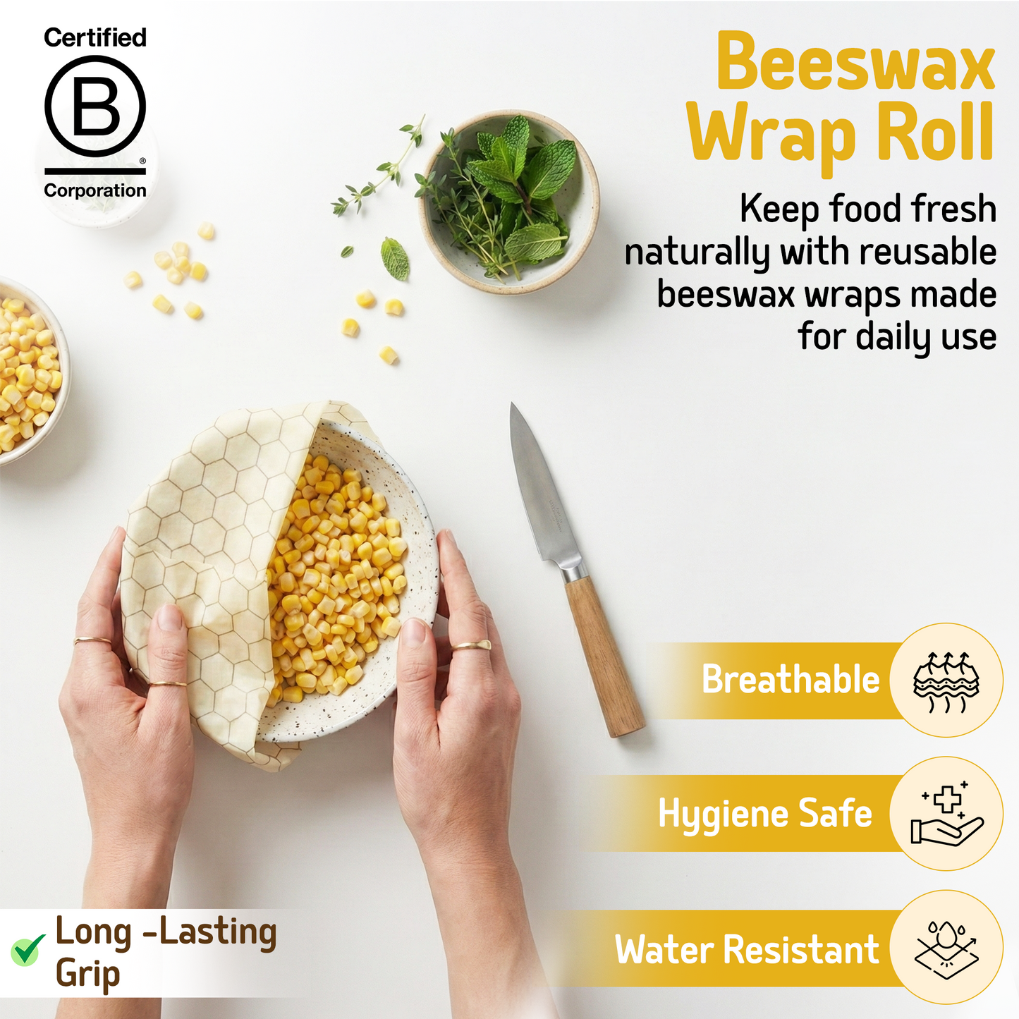 Beeswax Wrap Roll - Hexagonia 35" x 13"