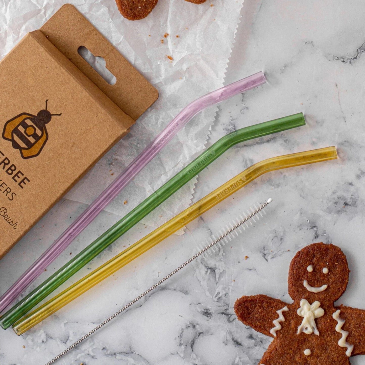 Eco Suckers – Pack of 4 Bent Glass Straws