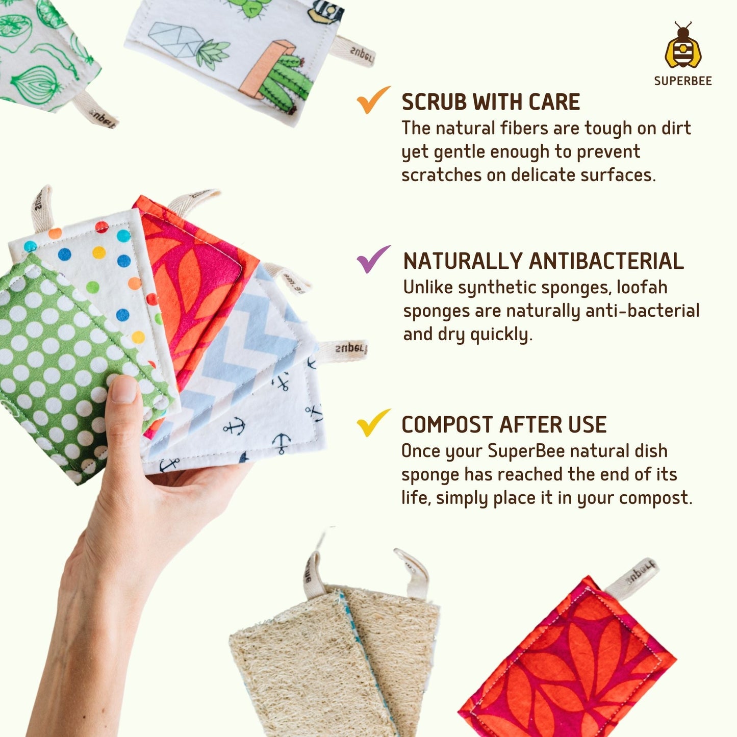 Kitchen Luffa – Natural Dish Scrubber - Pack of 10