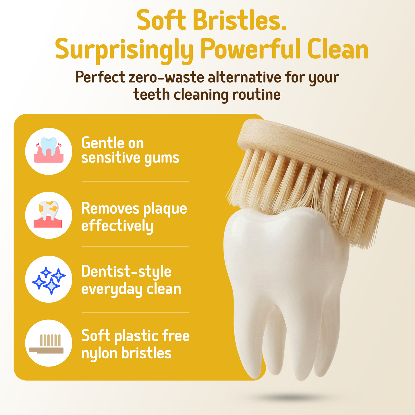 Biodegradable Bamboo Toothbrushes - 5-pack
