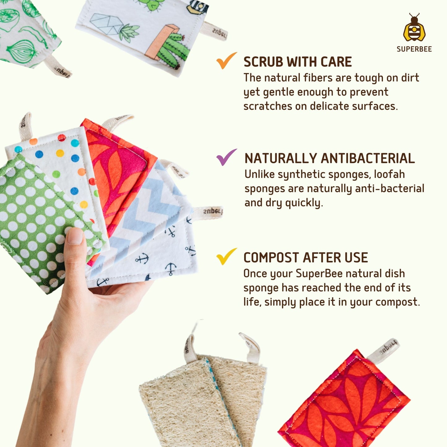 Kitchen Luffa – Natural Dish Scrubber - Pack of 5