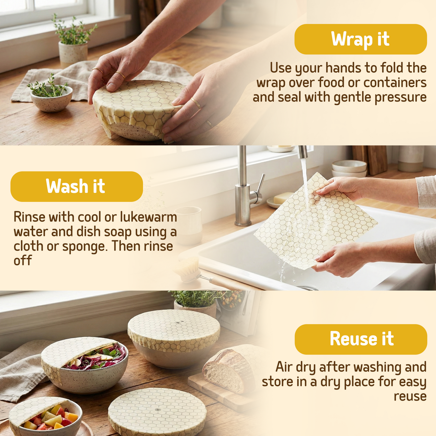 Beeswax Wrap Roll - Hexagonia 35" x 13"