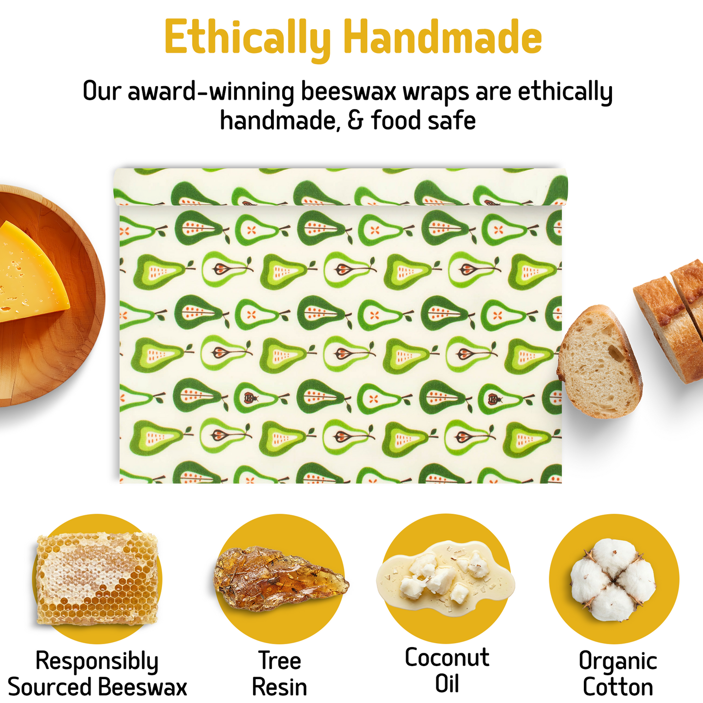 Beeswax Wrap Roll - Pears 35" x 13"
