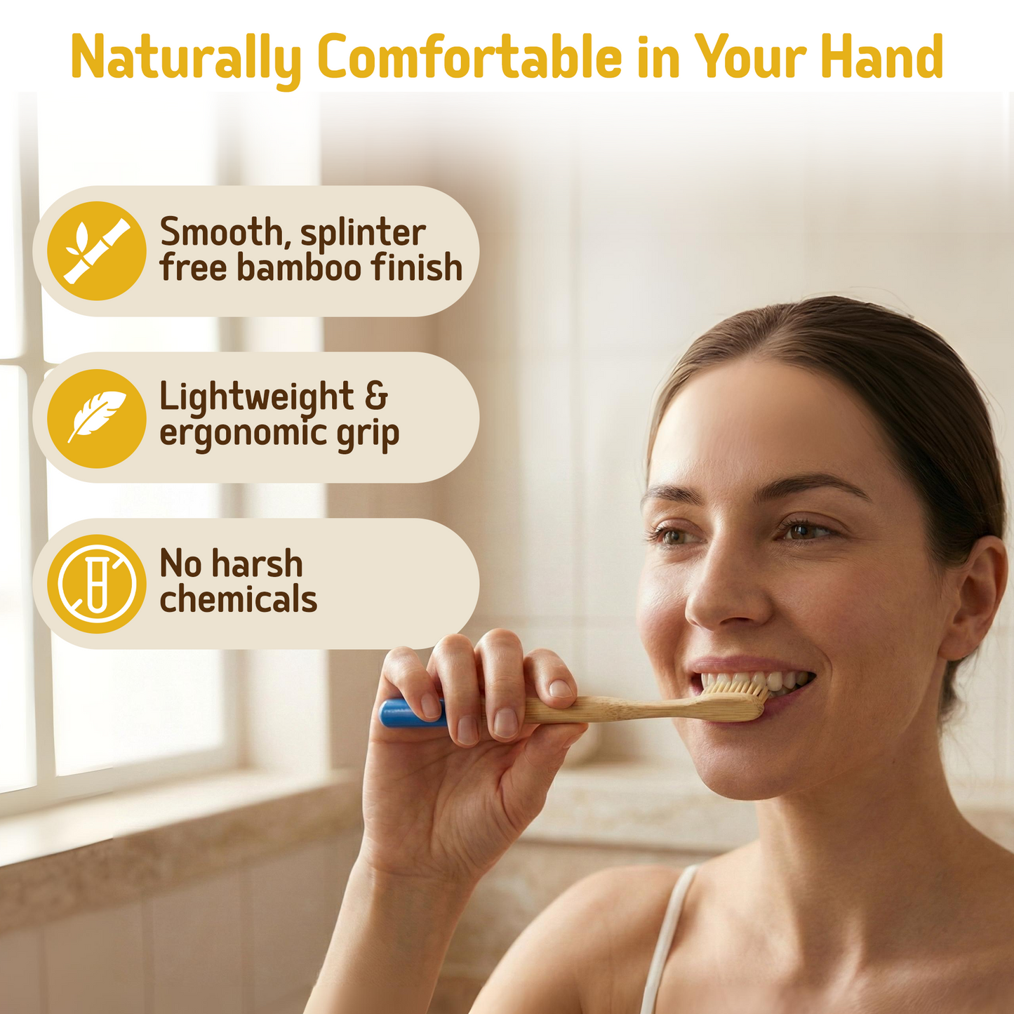 Biodegradable Bamboo Toothbrushes - 5-pack
