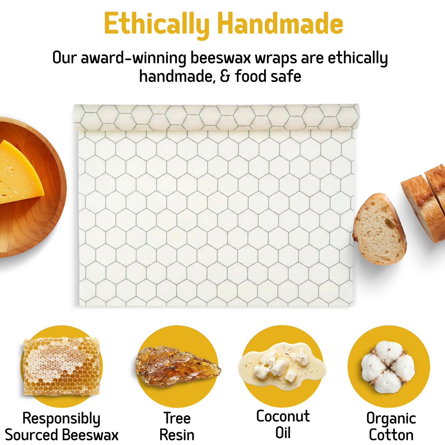 Beeswax Wrap Roll - Hexagonia 35" x 13"
