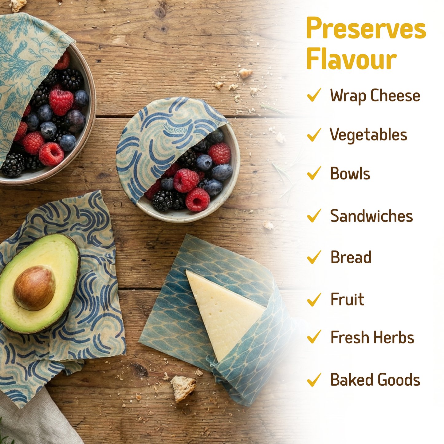 Beeswax Wraps “Beeginner” Set of 3 Sizes - Ocean Action