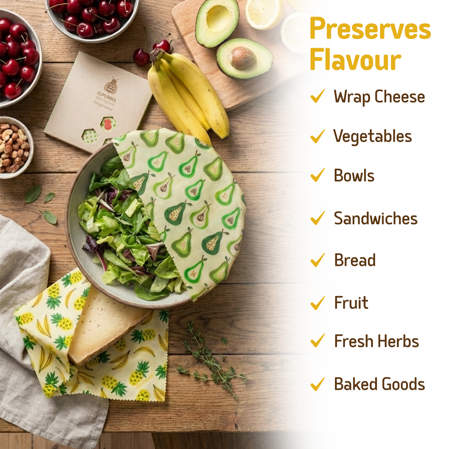 Beeswax Wraps “Beeginner” Set of 3 Sizes - Fruit Punch