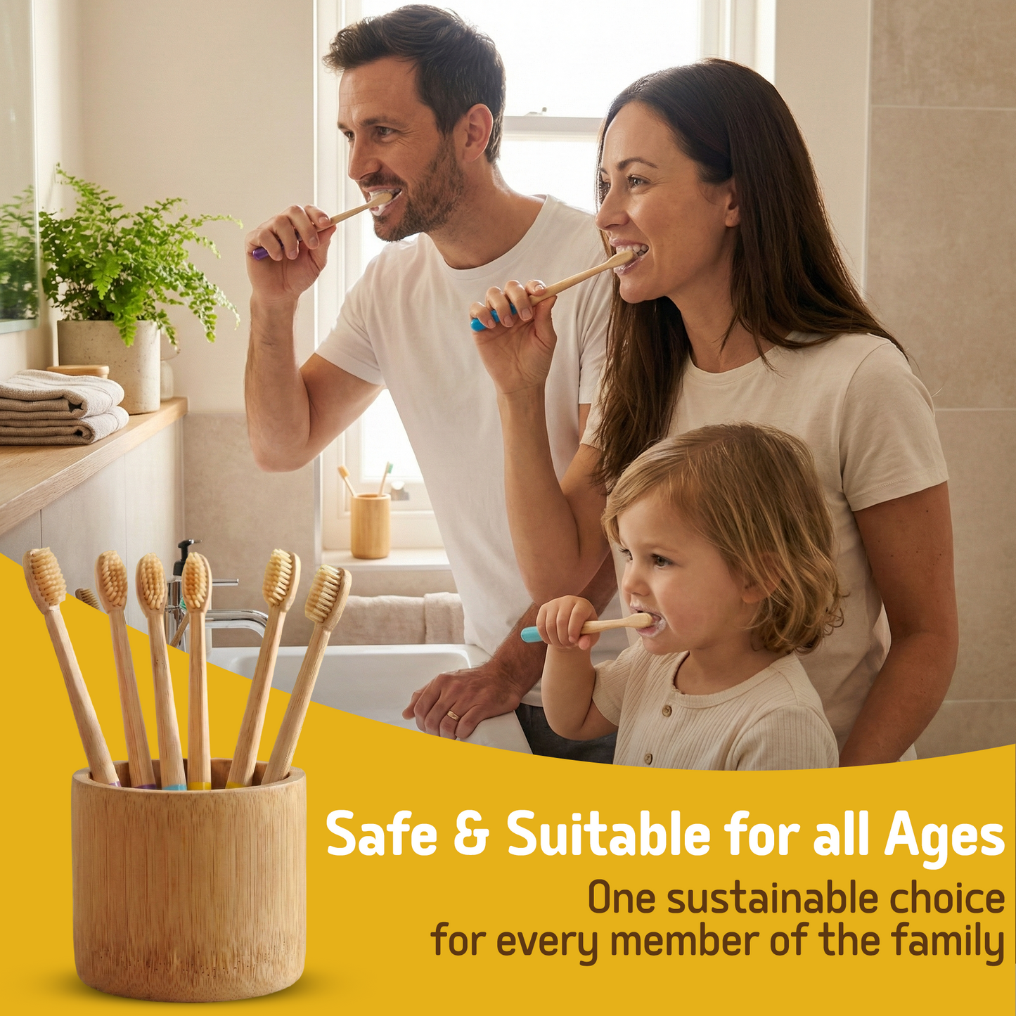 Biodegradable Bamboo Toothbrushes - 5-pack