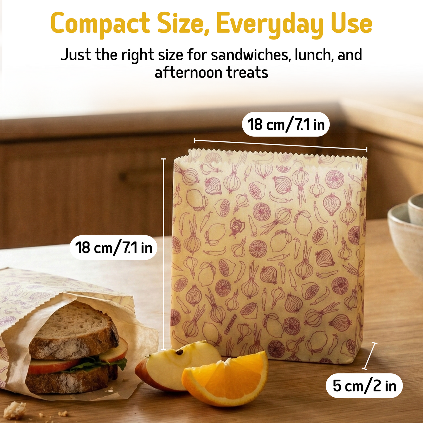 Small Beeswax Bread Bag  7" x 7" x 2"