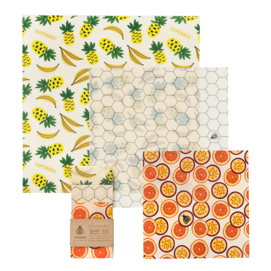 Beeswax Wraps “Essentials” Set of 3 Sizes - Mixed designs