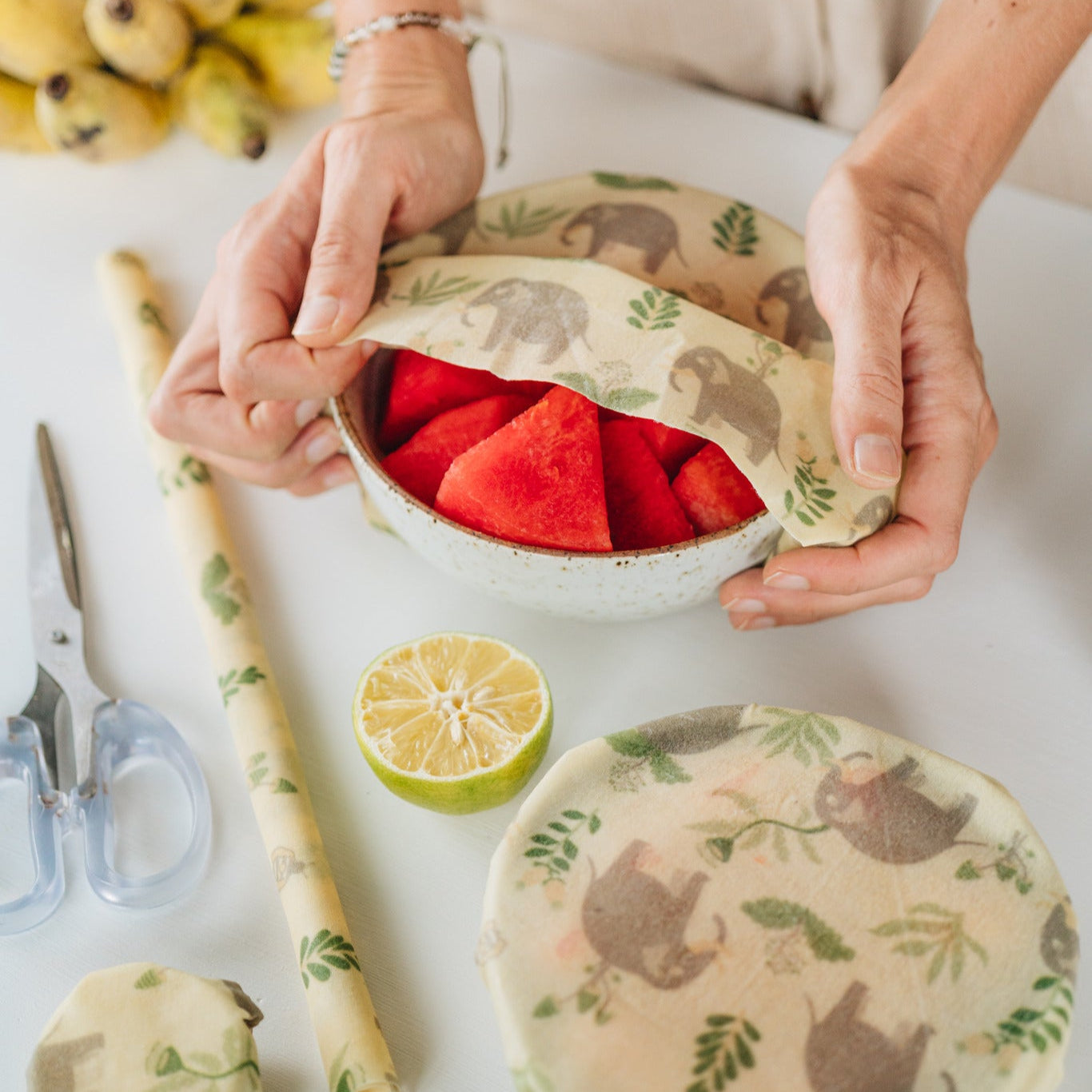 Beeswax Wrap Roll - Elephants  35" x 13"