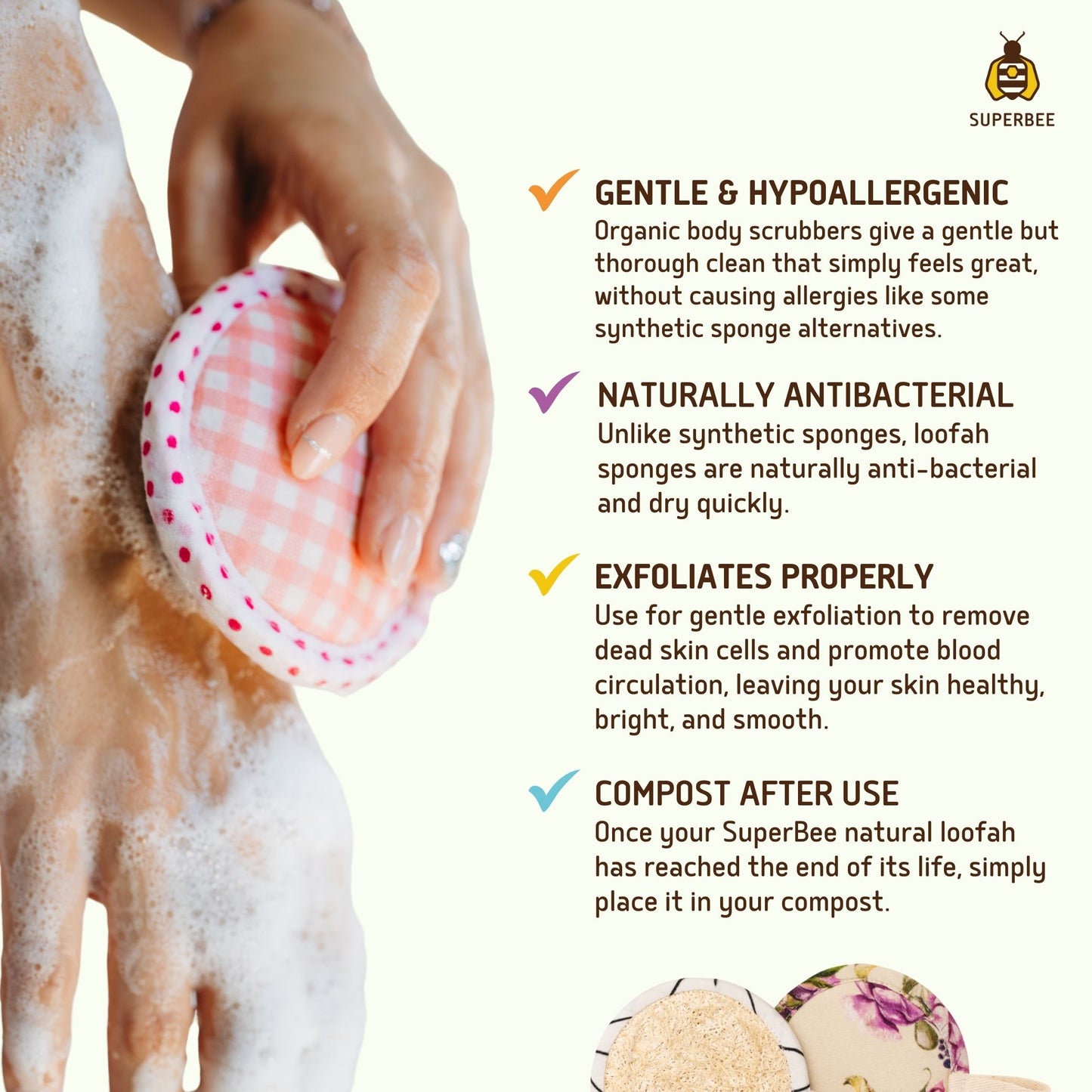 Eco Shower Loofah Body Scrubbers 2-pack