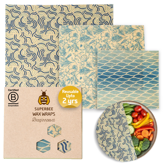 Beeswax Wraps “Beeginner” Set of 3 Sizes - Ocean Action