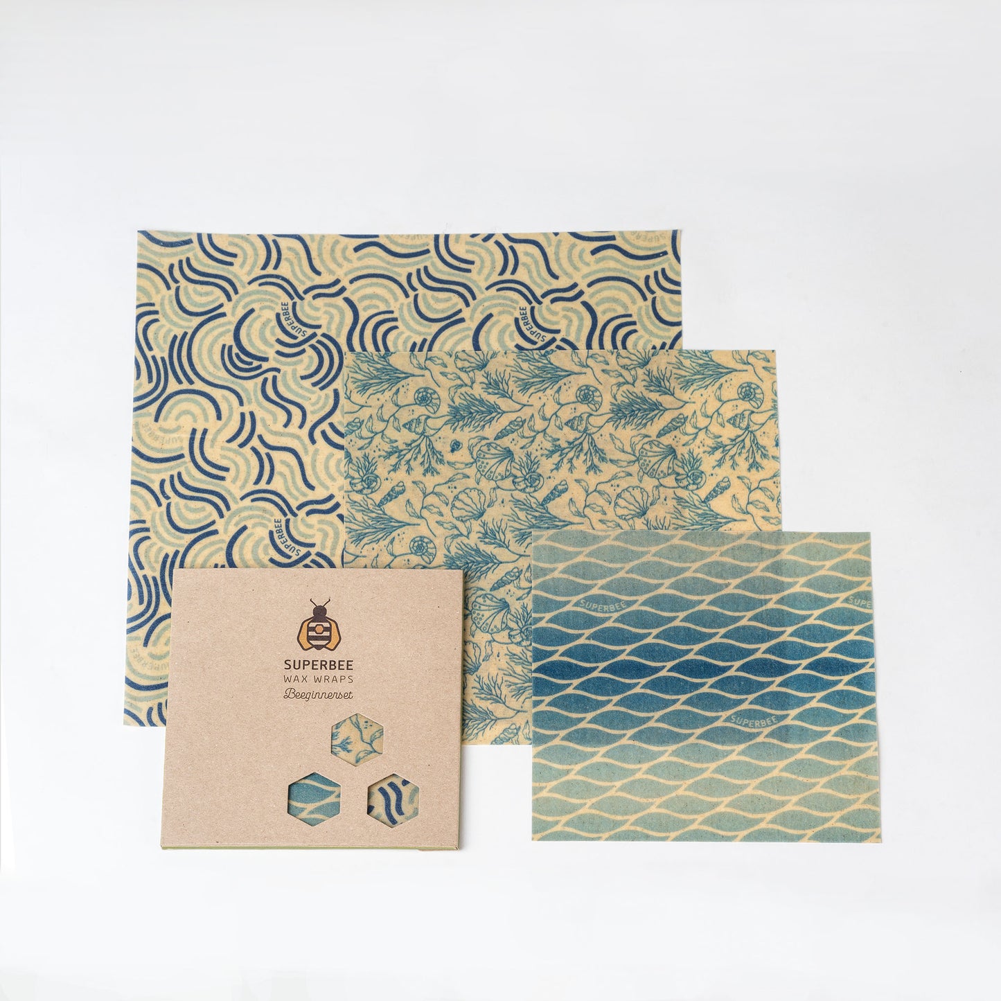 Beeswax Wraps “Beeginner” Set of 3 Sizes - Ocean Action