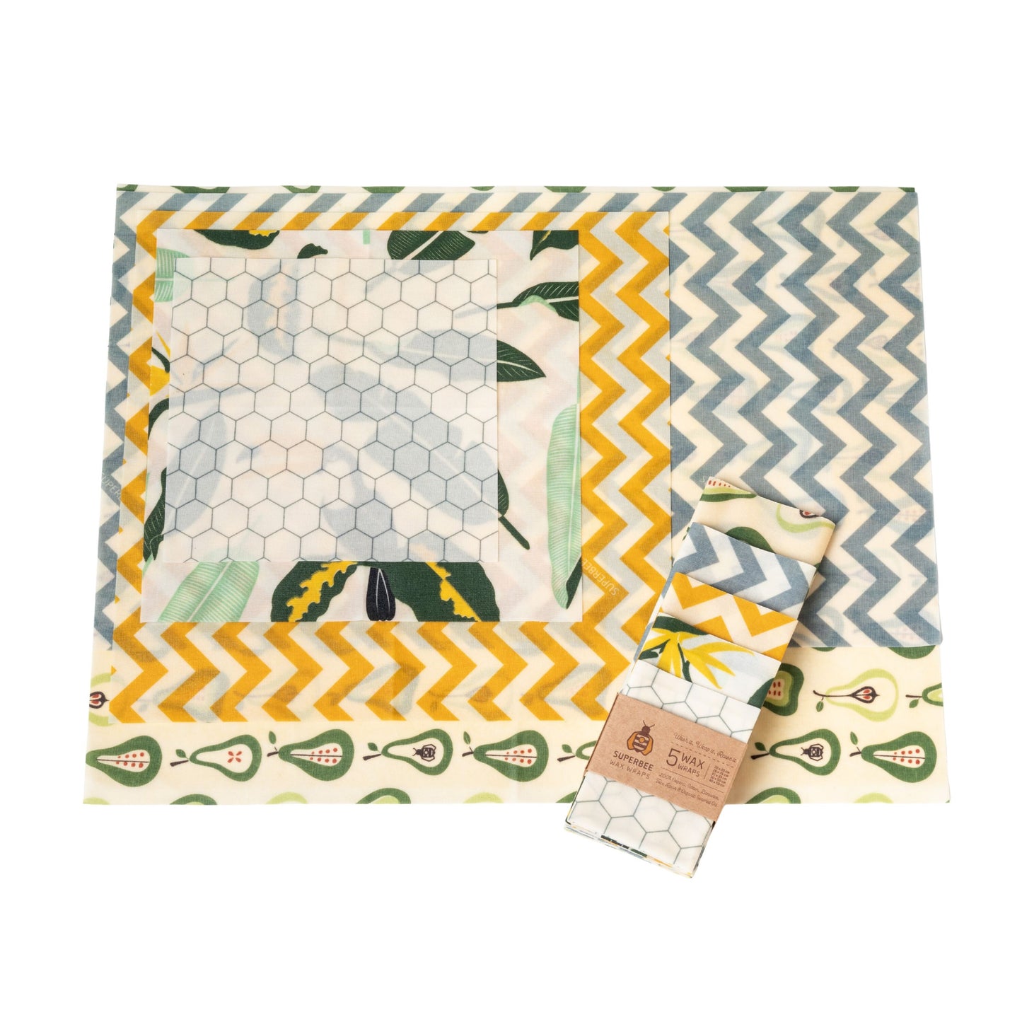Beeswax Wraps Set of 5 sizes - Paradise