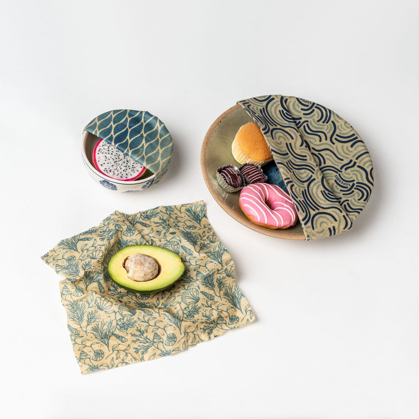 Beeswax Wraps “Beeginner” Set of 3 Sizes - Ocean Action