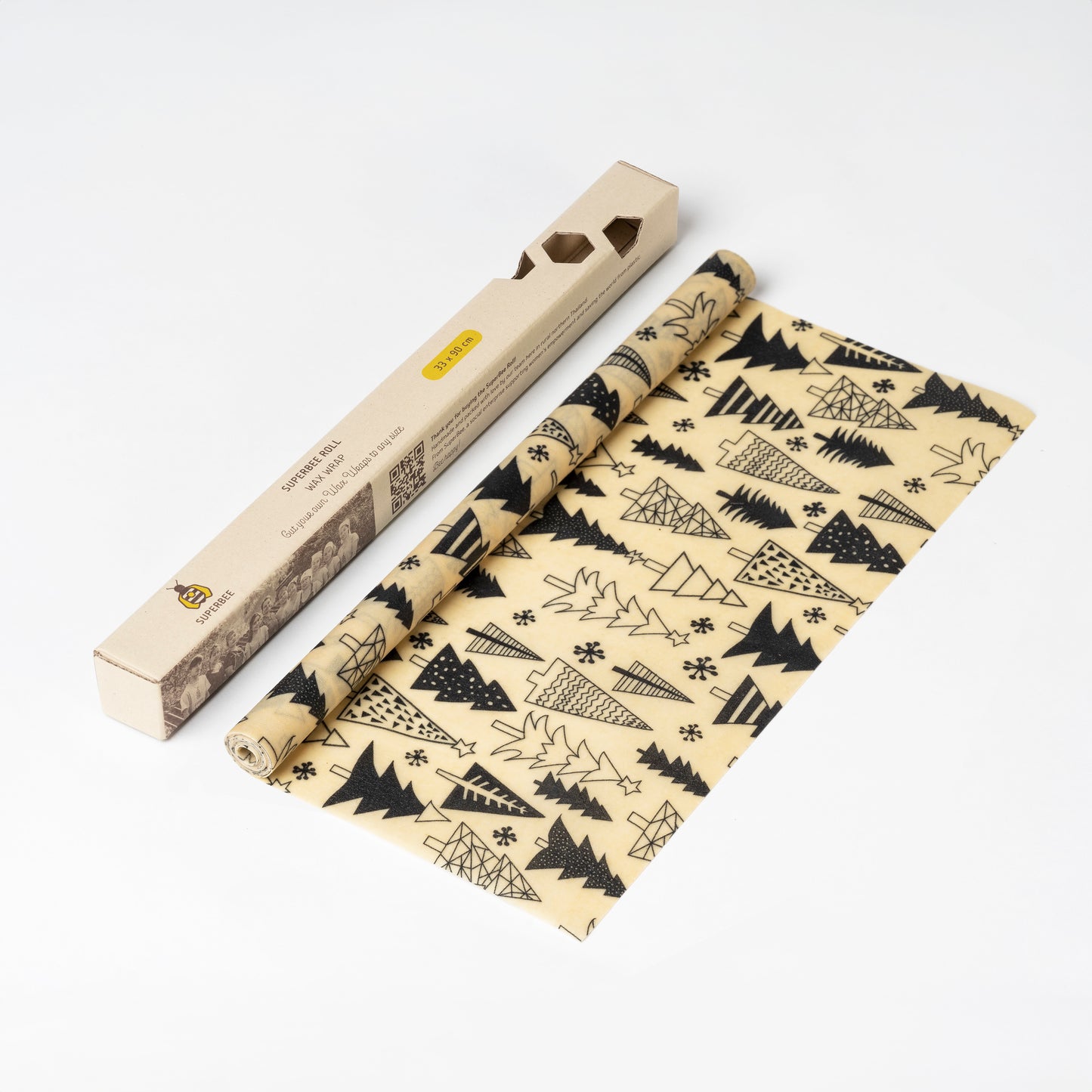 Beeswax Wrap Roll - Christmas Trees 35" x 13"