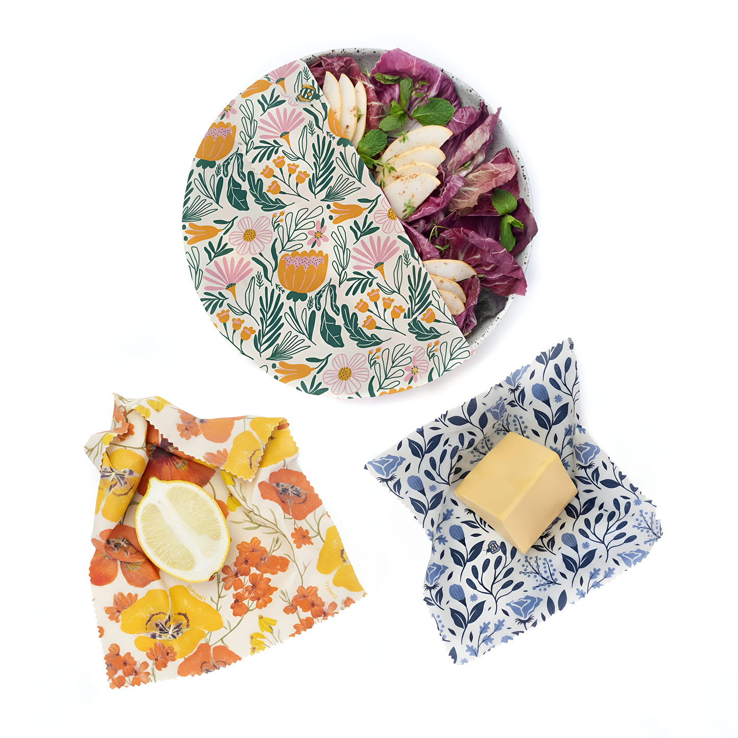 Beeswax Wraps “Essentials” Set of 3 Sizes - Floral