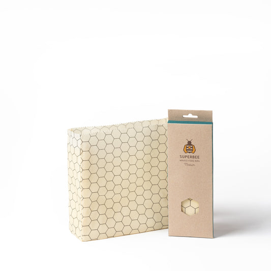 Medium Beeswax Bread Bag - Hexagonia 9" x 9" x 3"