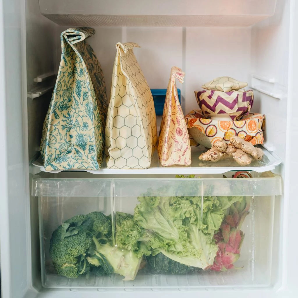 Medium Beeswax Bread Bag - Hexagonia 9" x 9" x 3"