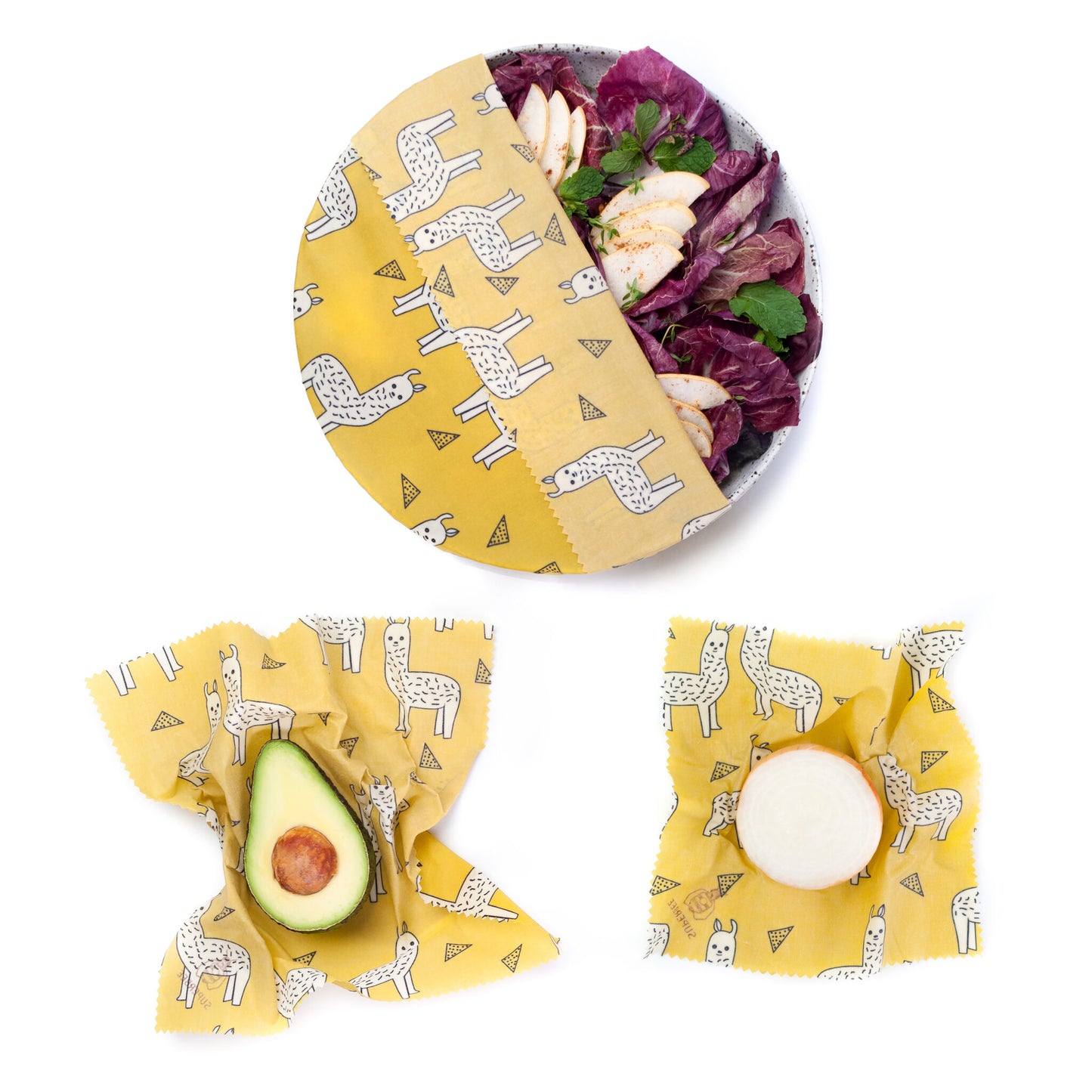 Beeswax Wraps “Beeginner” Set of 3 Sizes - Alpacas