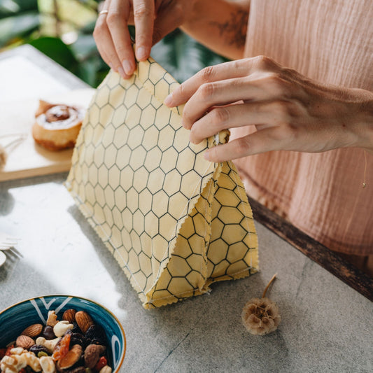 Waxed Lunch Bags with compartments - 2 pockets