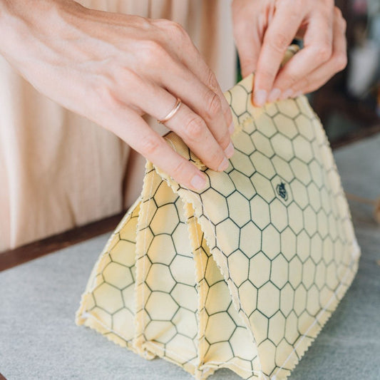 Waxed Lunch Bags with compartments - 3 pockets