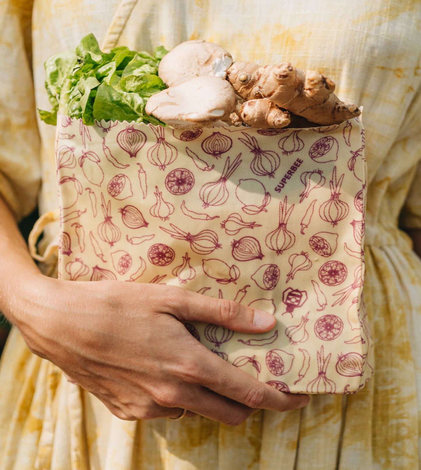 Small Beeswax Bread Bag - Spicy  7" x 7" x 2"