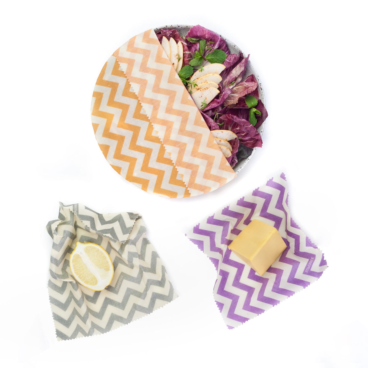 Beeswax Wraps “Beeginner” Set of 3 Sizes - Zig Zag